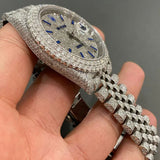 Blue Stick Datejust Iced Out Moissanite Watch