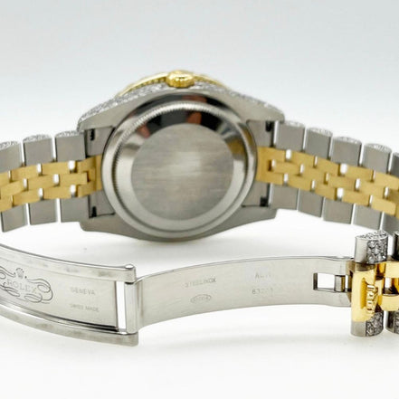 Arabic Number Dual Tone Iced Out Moissanite Watch