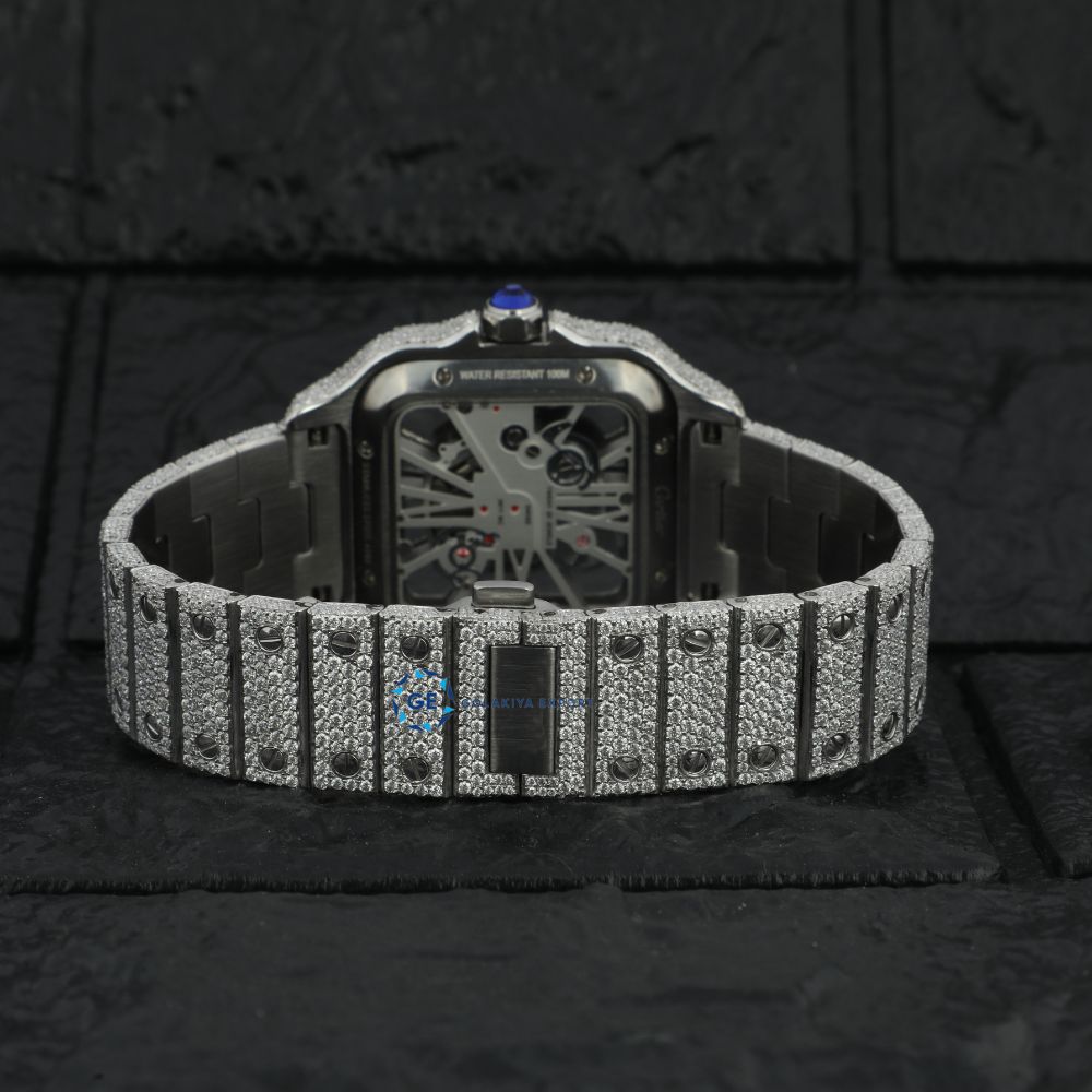 D Color Moissanite Bust Down Skeleton Watch For Men's