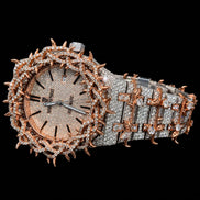 Dual Tone Leafe Style Moissanite Diamond Unique Style Men's Watch