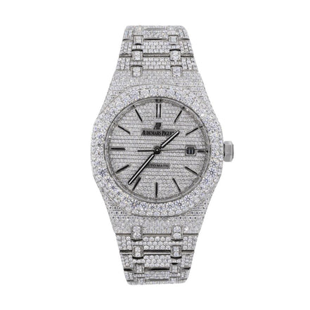 Fully Iced Out Black Stick Moissanite Automatic Watch For Men's
