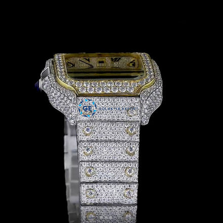 Dual Tone Moissanite Classic Stylish Wrist Watch