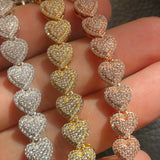 Heart Shape Iced Out Moissanite Bracelet