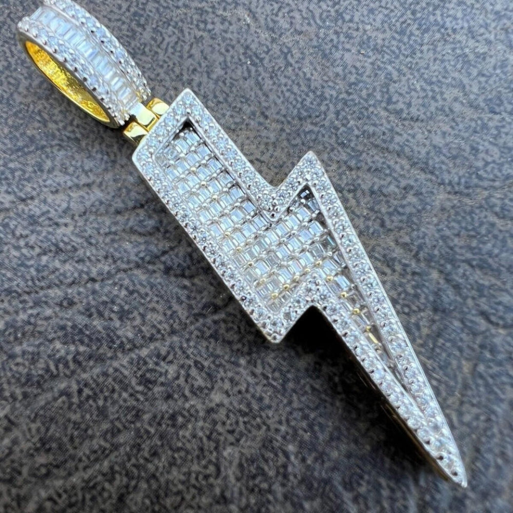 Moissanite Iced Out Lightning Bolt Pendant