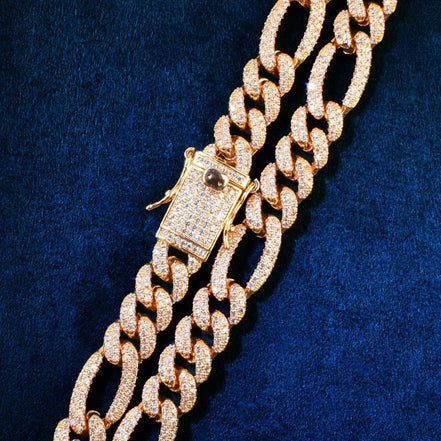Stylish Figaro Link Moissanite Luxury Hip Hop Chain
