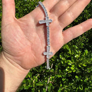 Moissanite Cross Iced Out Tennis Bracelet