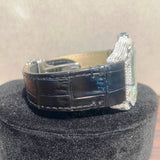Skeleton Black Leather Belt Moissanite Watch