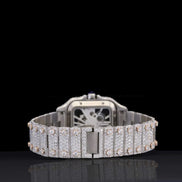Rose & White Skeleton Moissanite Automatic Men's Wrist Watch