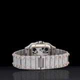 Rose & White Skeleton Moissanite Automatic Men's Wrist Watch