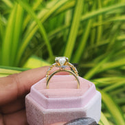 Oval Cut Hidden halo Lab Grown Diamond Wedding Ring Set With Matching Band
