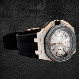 Black Rubber Strap Moissanite Diamond Watch For Men's