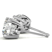 Hidden Halo Round Cut Moissanite Earrings For Her