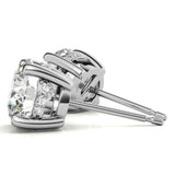 Hidden Halo Round Cut Moissanite Earrings For Her