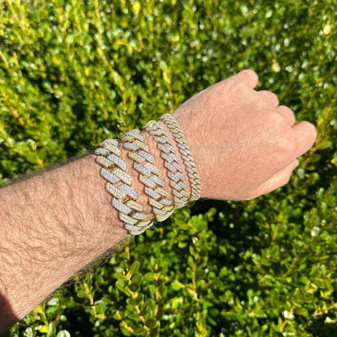 Dual Tone Cuban Link Moissanite Diamond Bracelet