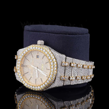 Moissanite Dual Tone Men's Wrist Watch