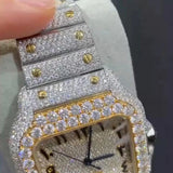 Moissanite Dual Tone Wrist Watch For Men's