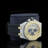 Black Rubber Belt Moissanite Diamond Watch