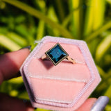 Green Princess Cut Solitaire Engagement Ring