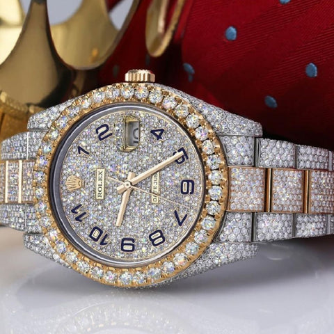 Handmade Iced Out Dual Tone Moissanite Luxury Watch