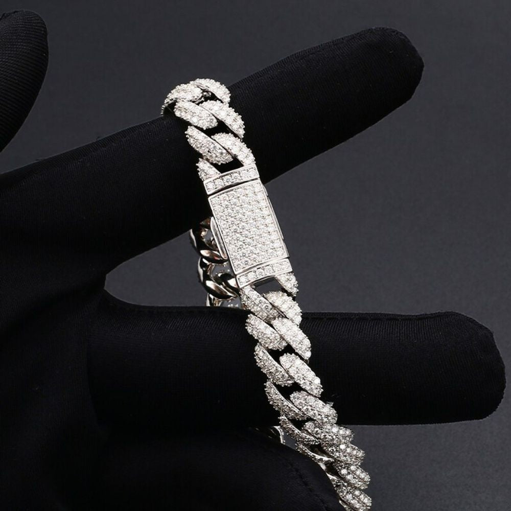 Round Cut Moissanite Diamond Miami Cuban Chain For Men's