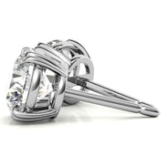 Heart Shaped Prong Round Moissanite Earrings
