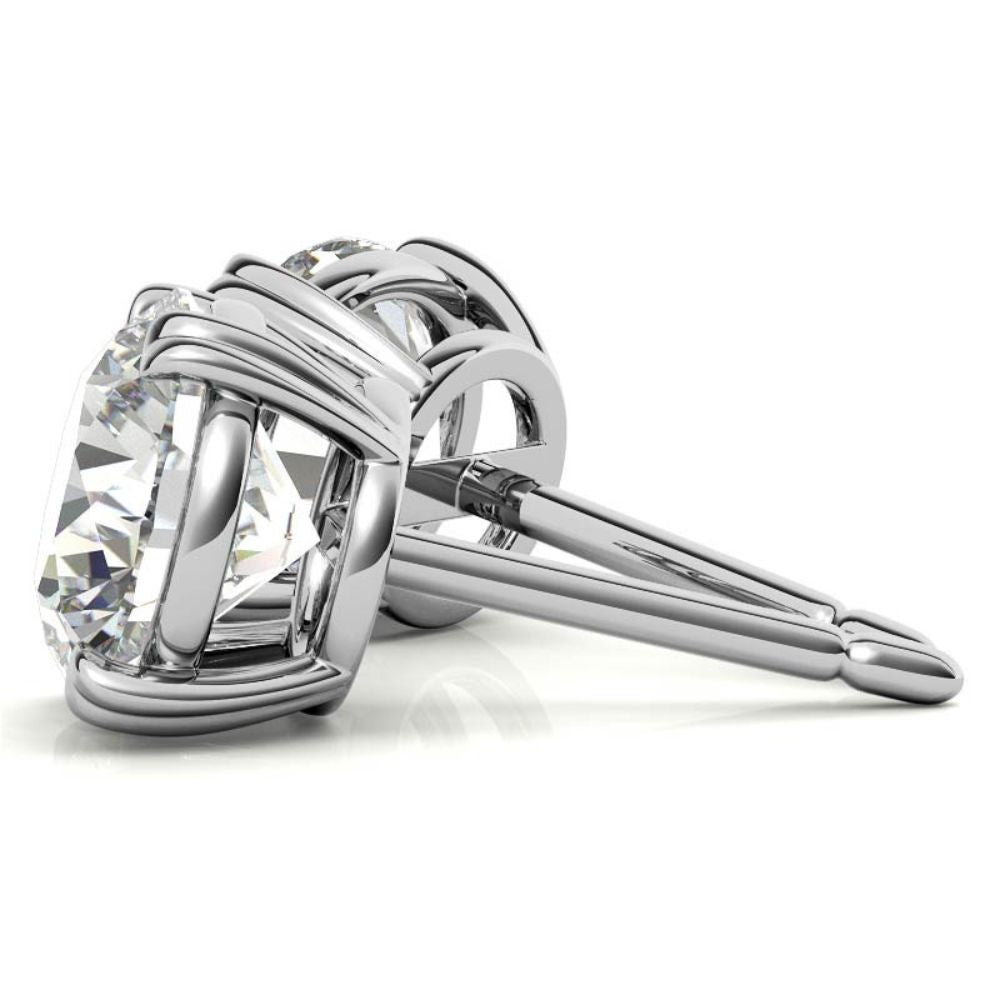 Heart Shaped Prong Round Moissanite Earrings