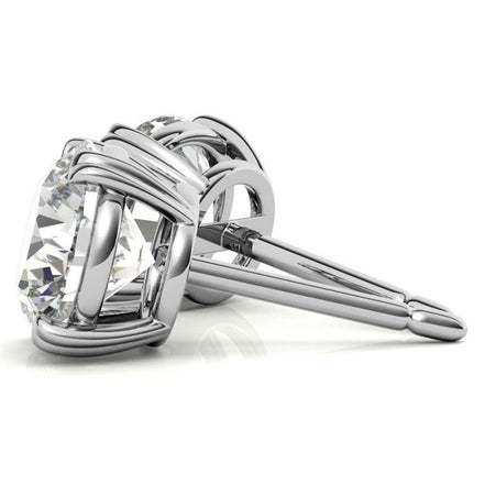Heart Shaped Prong Round Moissanite Earrings