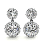 Round Brilliant Cut Moissanite Floral Halo Earrings