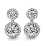 Round Brilliant Cut Moissanite Floral Halo Earrings