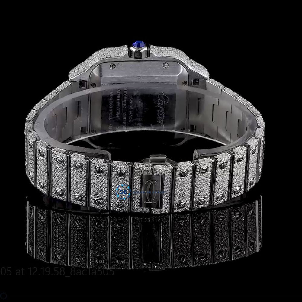 Maroon Roman Dial Automatic Moissanite Wrist Watch