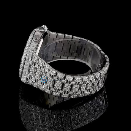 Chrono Back Stick Dial Fully Iced Out Wrist Watch