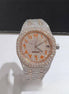 Orange Arabic Numeric Dual Tone Moissanite Watch