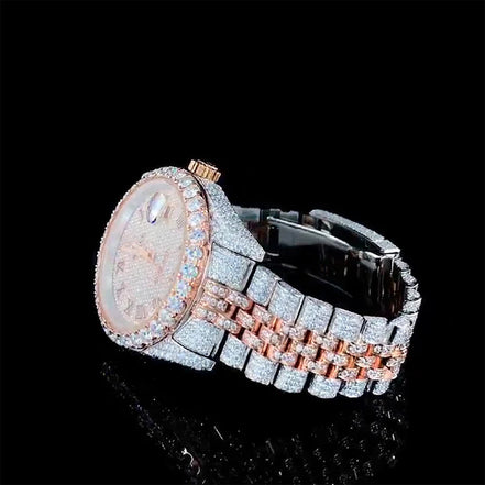 Dual Tone Datejust Moissanite Diamond Luxury Hip Hop Watch