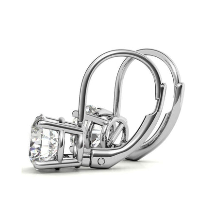 Classic Solitaire Round Cut Moissanite Hoop Earrings