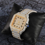 Bust Down Dual Tone Stainless Steel Moissanite Watch