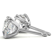 Double Prong Minimal Round Moissanite Earrings