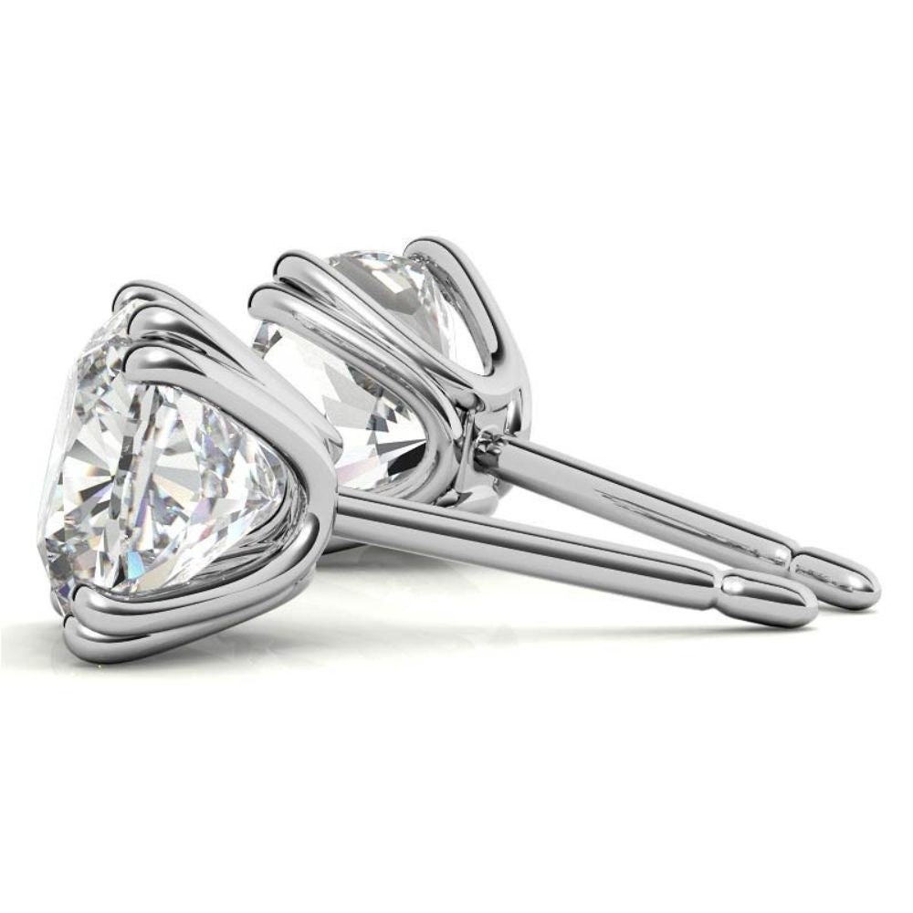 Double Prong Minimal Round Moissanite Earrings