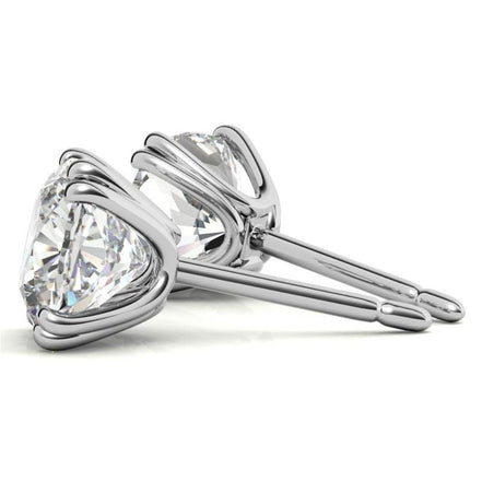 Double Prong Minimal Round Moissanite Earrings