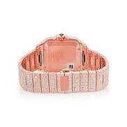 Stainless Steel Moissanite Rose Gold Roman Dial Wrist Watch