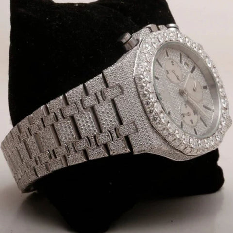 Fully Iced Moissanite Chrono Dial Watch For Men's