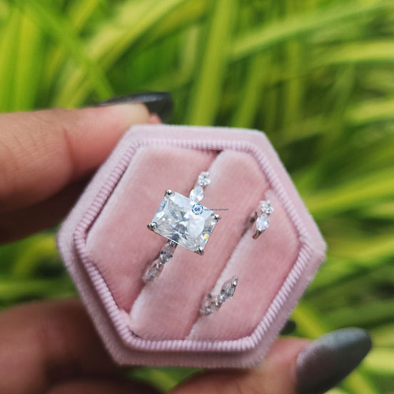 Radiant Cut Lab Grown Diamond Bridal Ring Set For Women