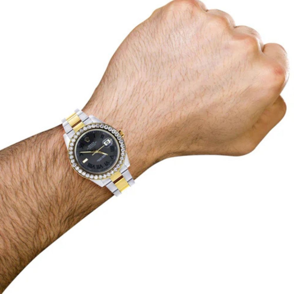 Dual Tone Moissanite Bezel Date Just Men's Watch
