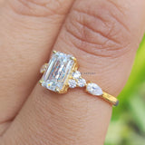 2.5 CT Emerald Cut Lab Grown Diamond Unique Wedding Ring