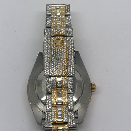 Dual Tone Round And Baguette Moissanite Wrist Watch