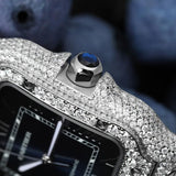 D Color Moissanite Blue Color Dial Luxury Iced Out Watch For Men's