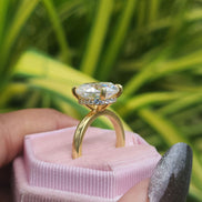 Lab Grown 6 Carat Oval Cut Hidden Halo Engagement Ring