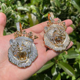 Moissanite Diamond Iced Out Lion Crown Pendant Necklace For Men