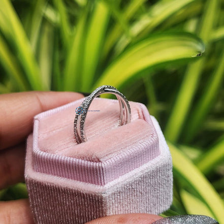 Round Cut Lab Grown Diamond Band Criss Cross Wedding Band