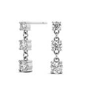Classic Triple Moissanite Drop Earrings in White Gold