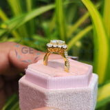 Portuguese Cut lab Grown Diamond Vintage Wedding Ring
